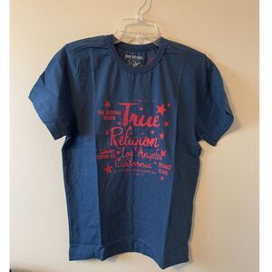 SOLD True Religion Dark Blue Champions Crewneck Tee T-Shirt Women's Large NWT